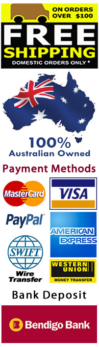Banner about 100% Australian owned, Shipping Information and Payment Methods
